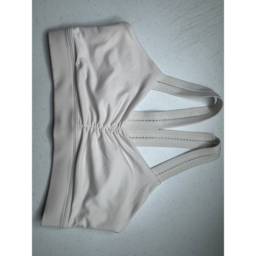 Handful Sports Bra Cream White Multi Strap Cinched Front Small